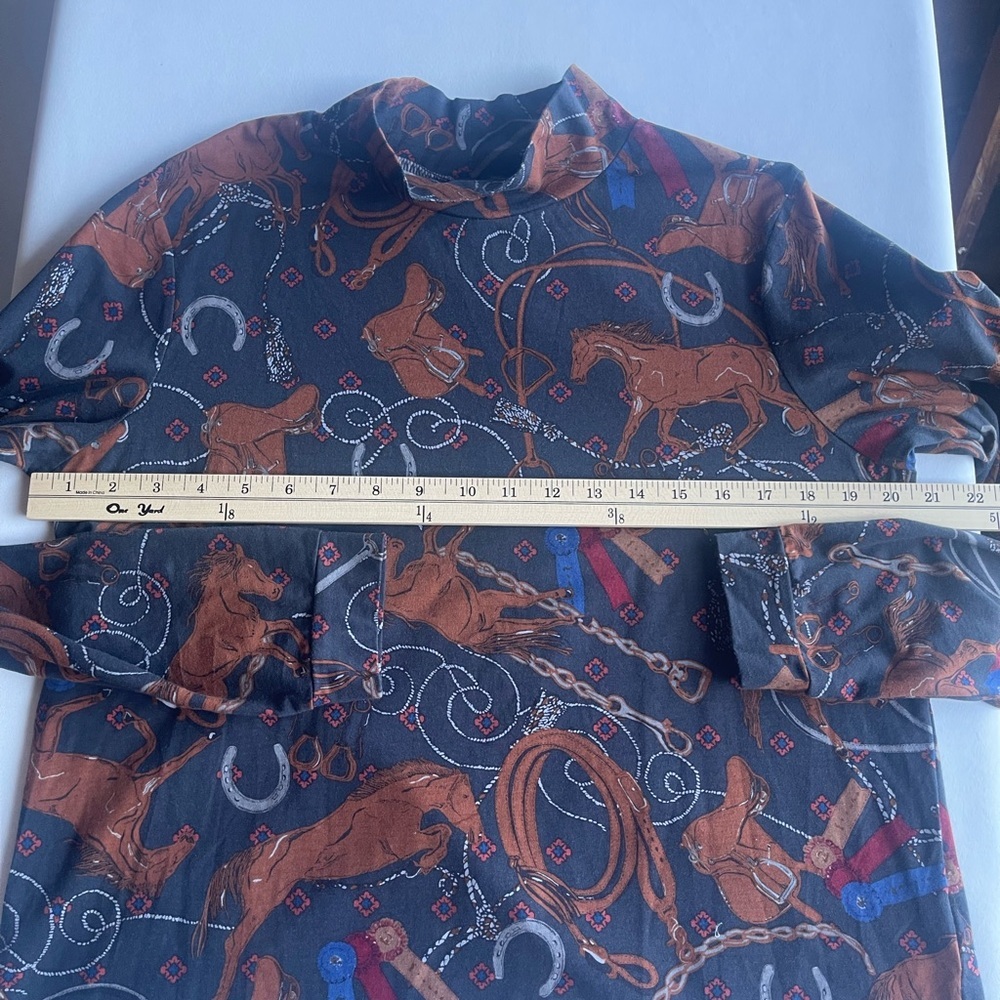 Anthropologie Black and Brown Equestrian Print Top - Picture 8 of 11